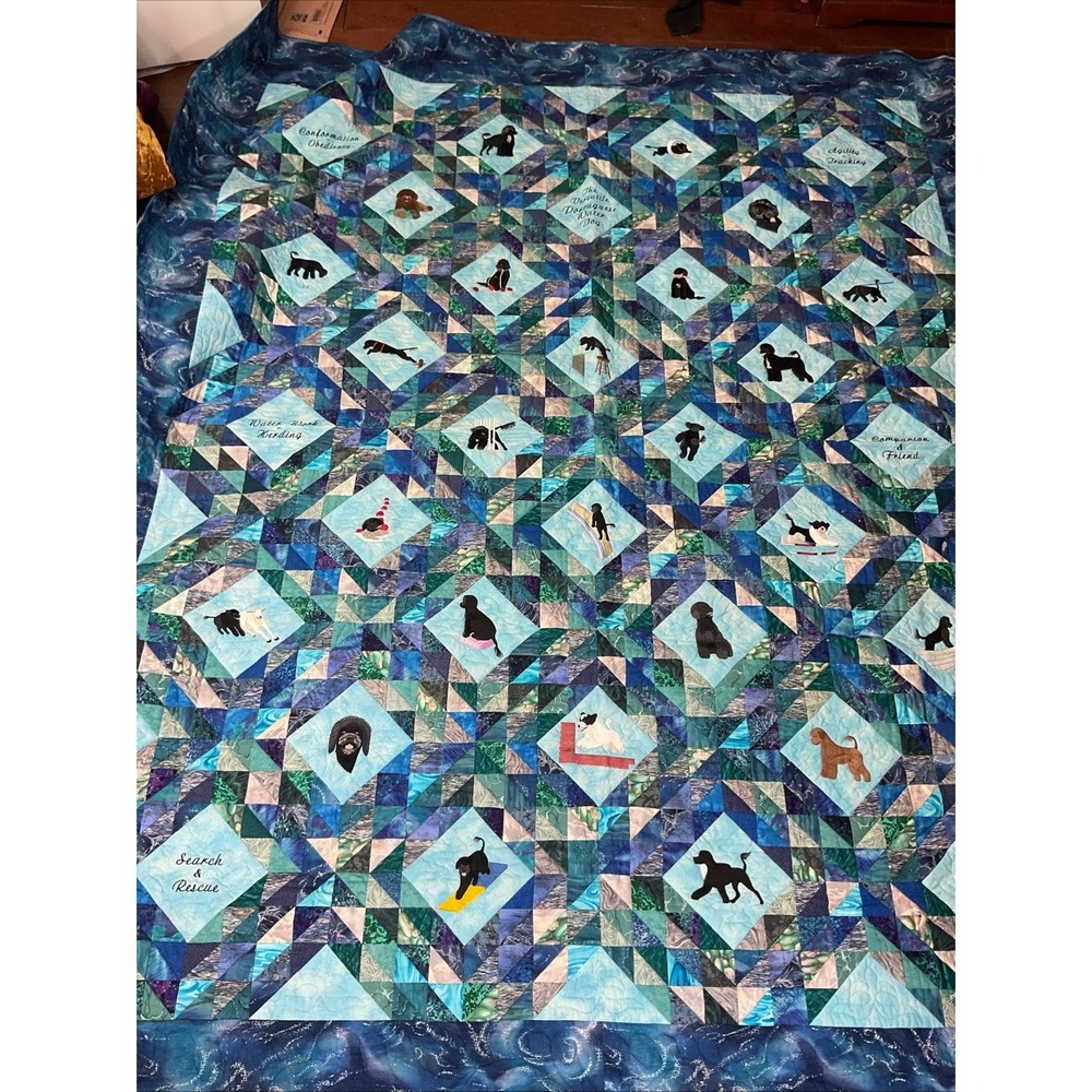 Portuguese Water Dog Handmade Quilt One of a Kind Dog Lovers Blanket embroidered